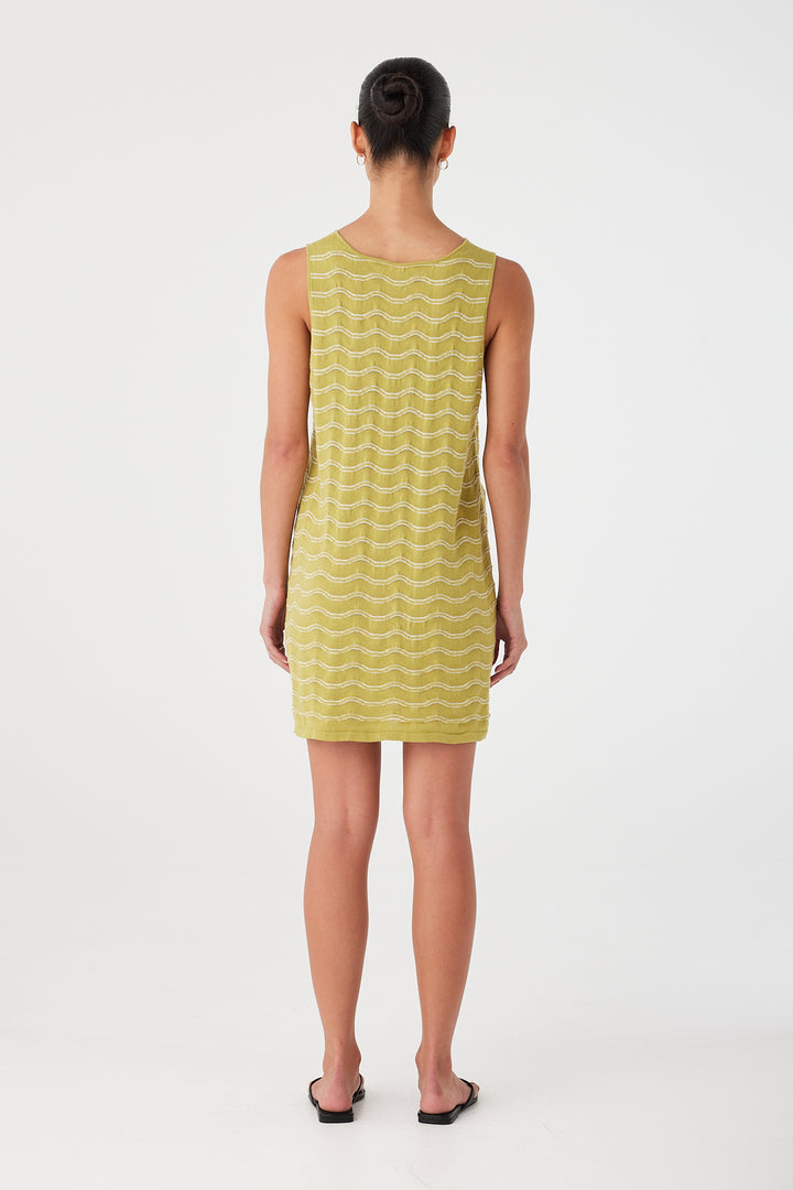 Onda Shift Dress - Matcha Wave