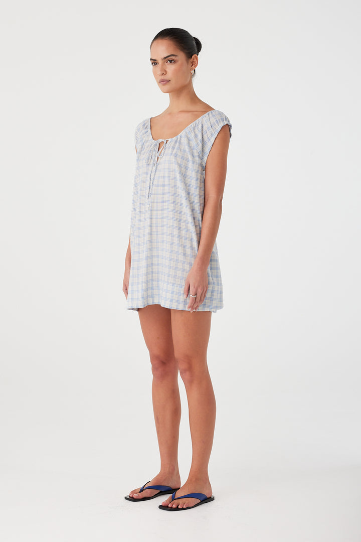 Camille Dress - Powder Blue Check