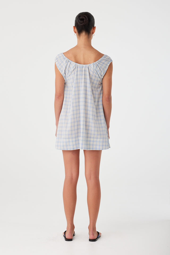 Camille Dress - Powder Blue Check