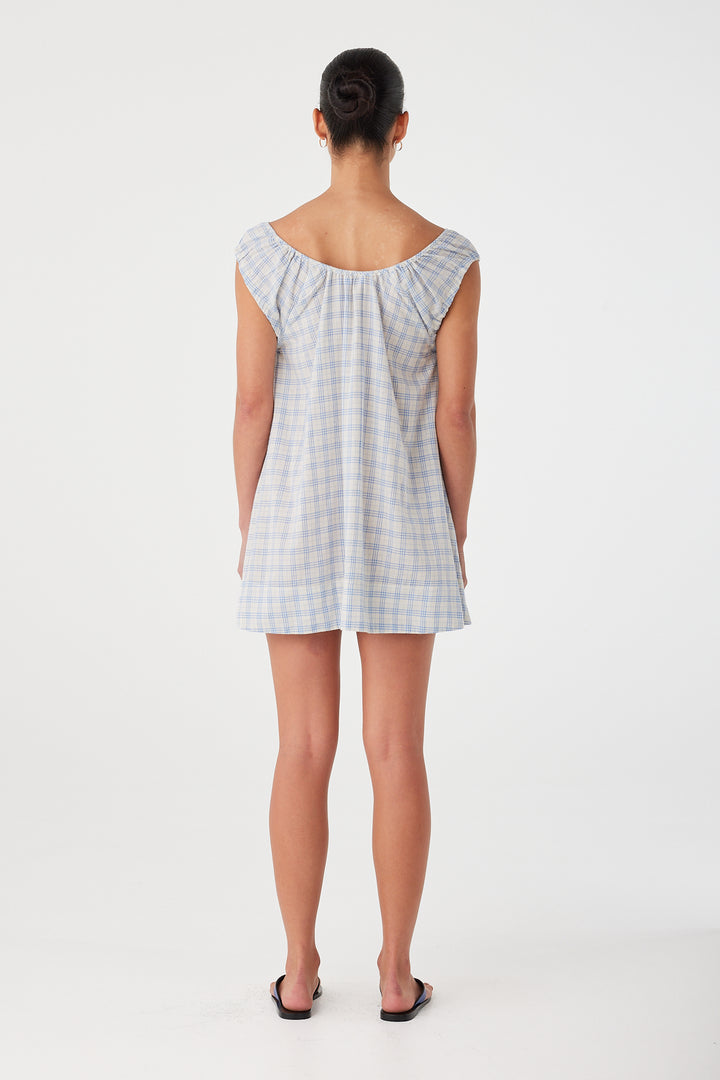 Camille Dress - Powder Blue Check