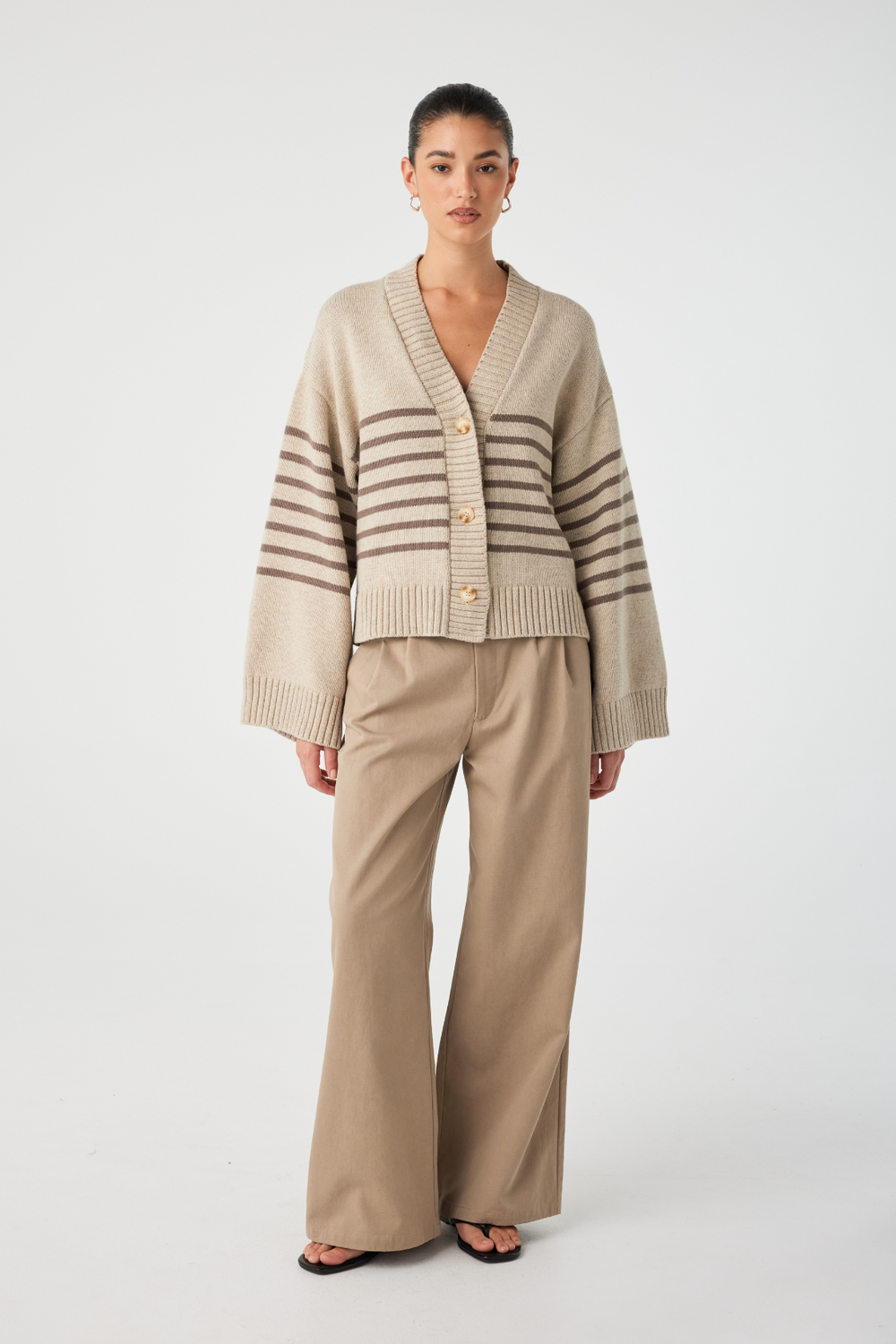 Aiko Cardigan - Sand Marle & Cacao