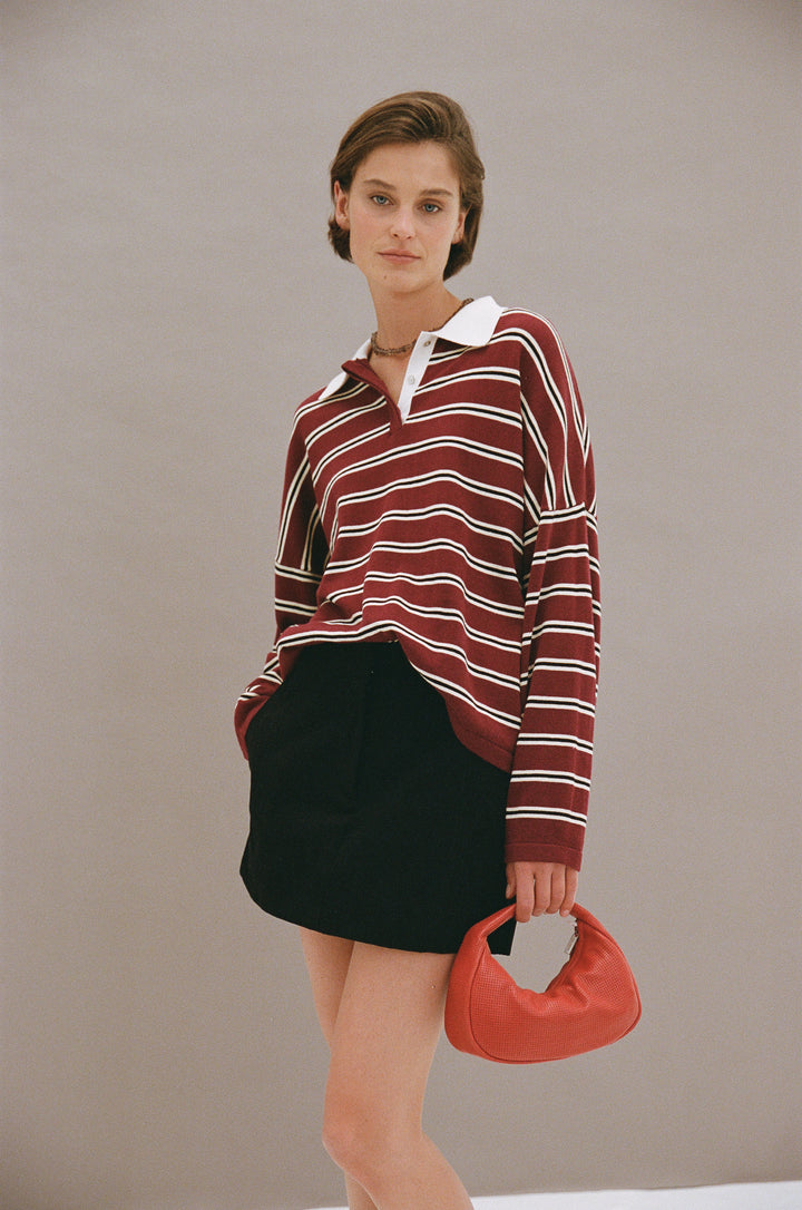Rayne Knit Jersey - Merlot Stripe