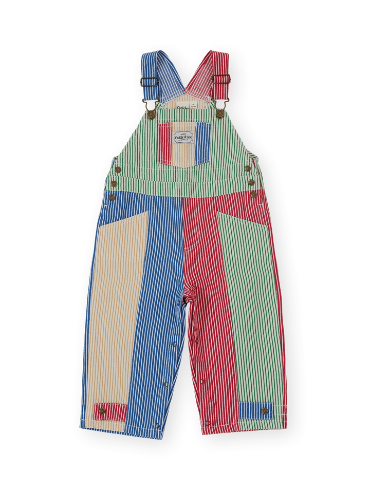 Patchwork Stripe Blake Overalls