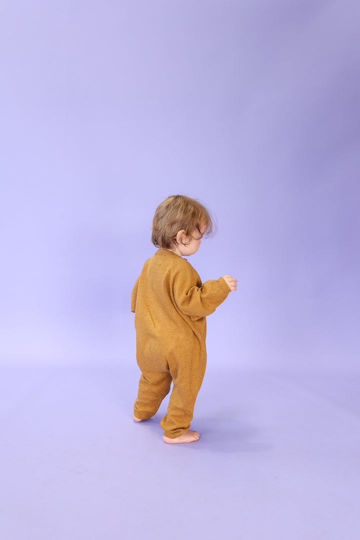 Organic Essential Zip Starsuit - Golden Speckle