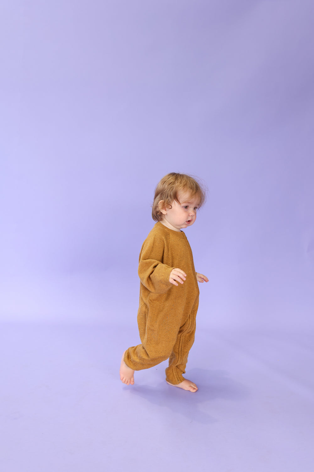 Organic Essential Zip Starsuit - Golden Speckle