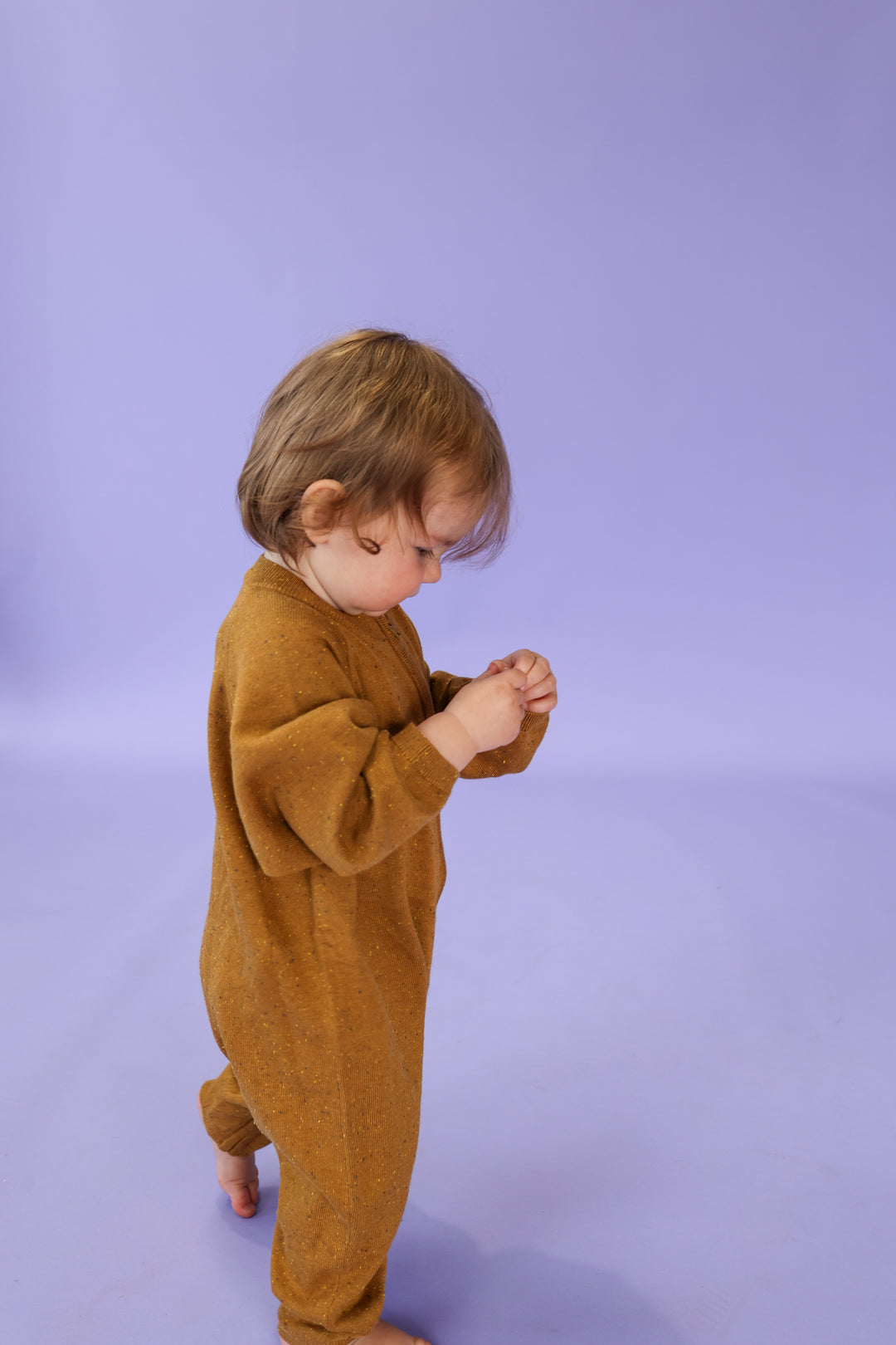 Organic Essential Zip Starsuit - Golden Speckle
