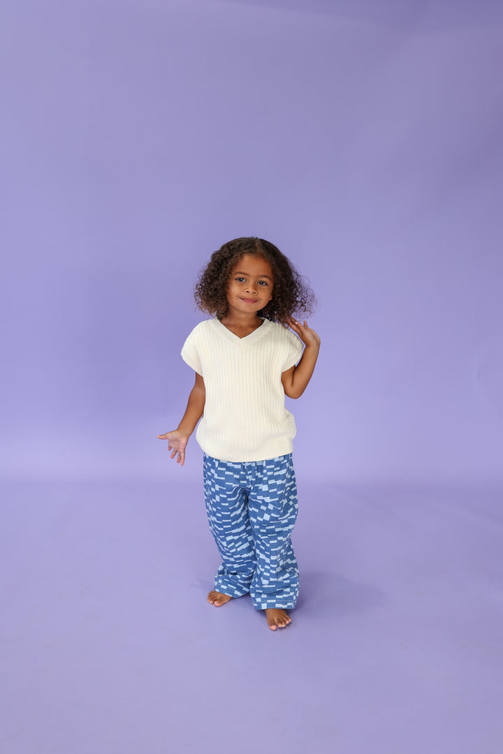 Chunky Rib V-Neck Vest - Milk