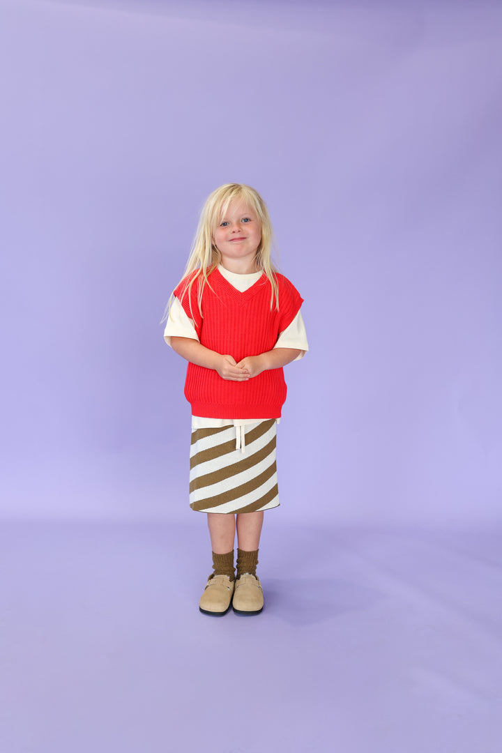 Chunky Rib V-Neck Vest - Flame