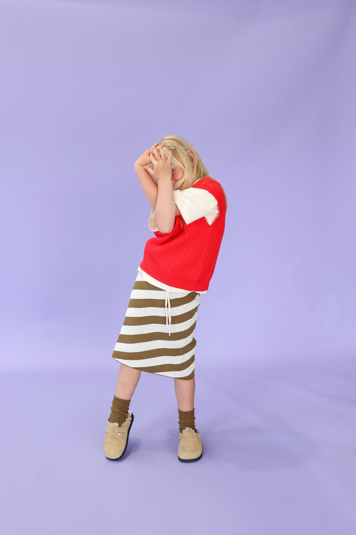 Chunky Rib V-Neck Vest - Flame