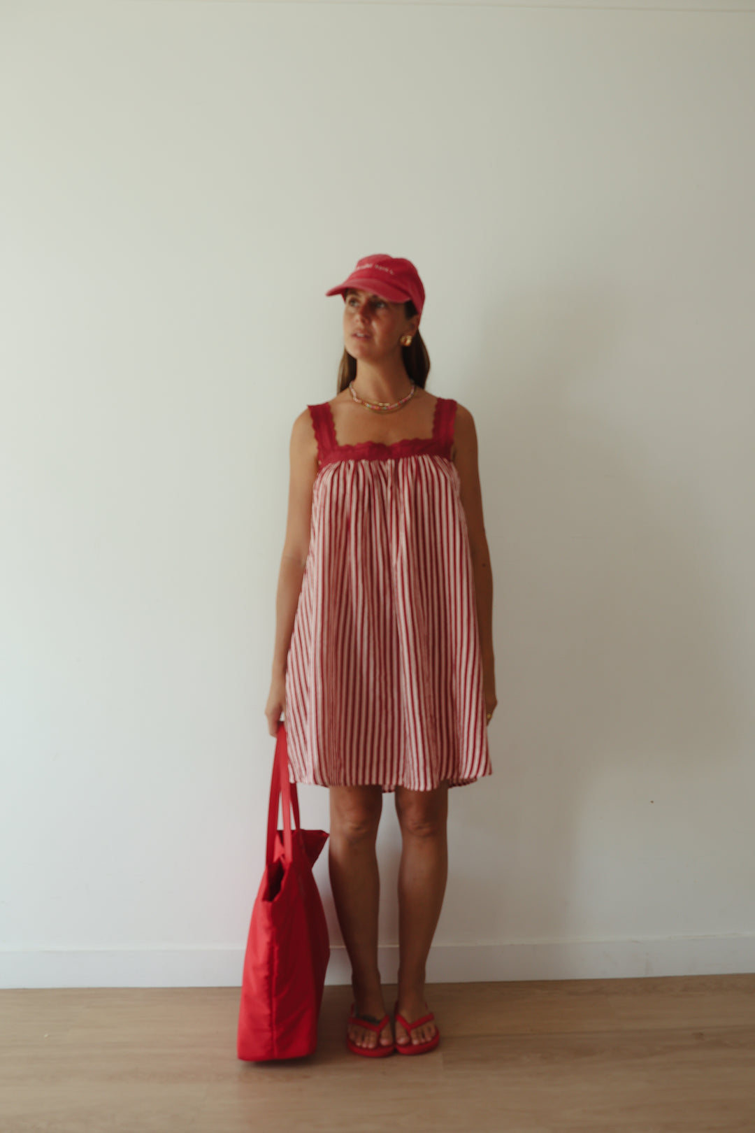 Juno Slip Mini Dress - Wine & Pink Stripe