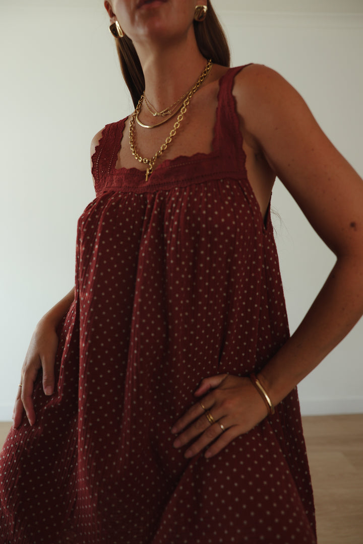 Juno Slip Mini Dress - Choc Polka PRE-SALE