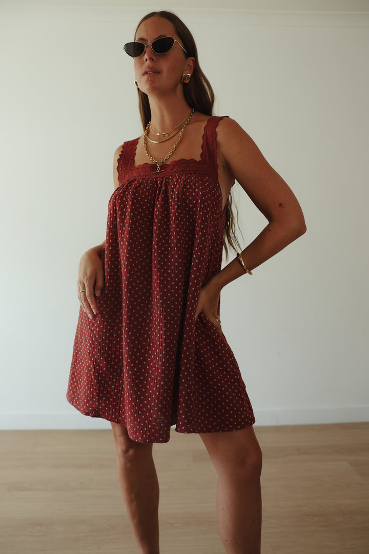 Juno Slip Mini Dress - Choc Polka PRE-SALE