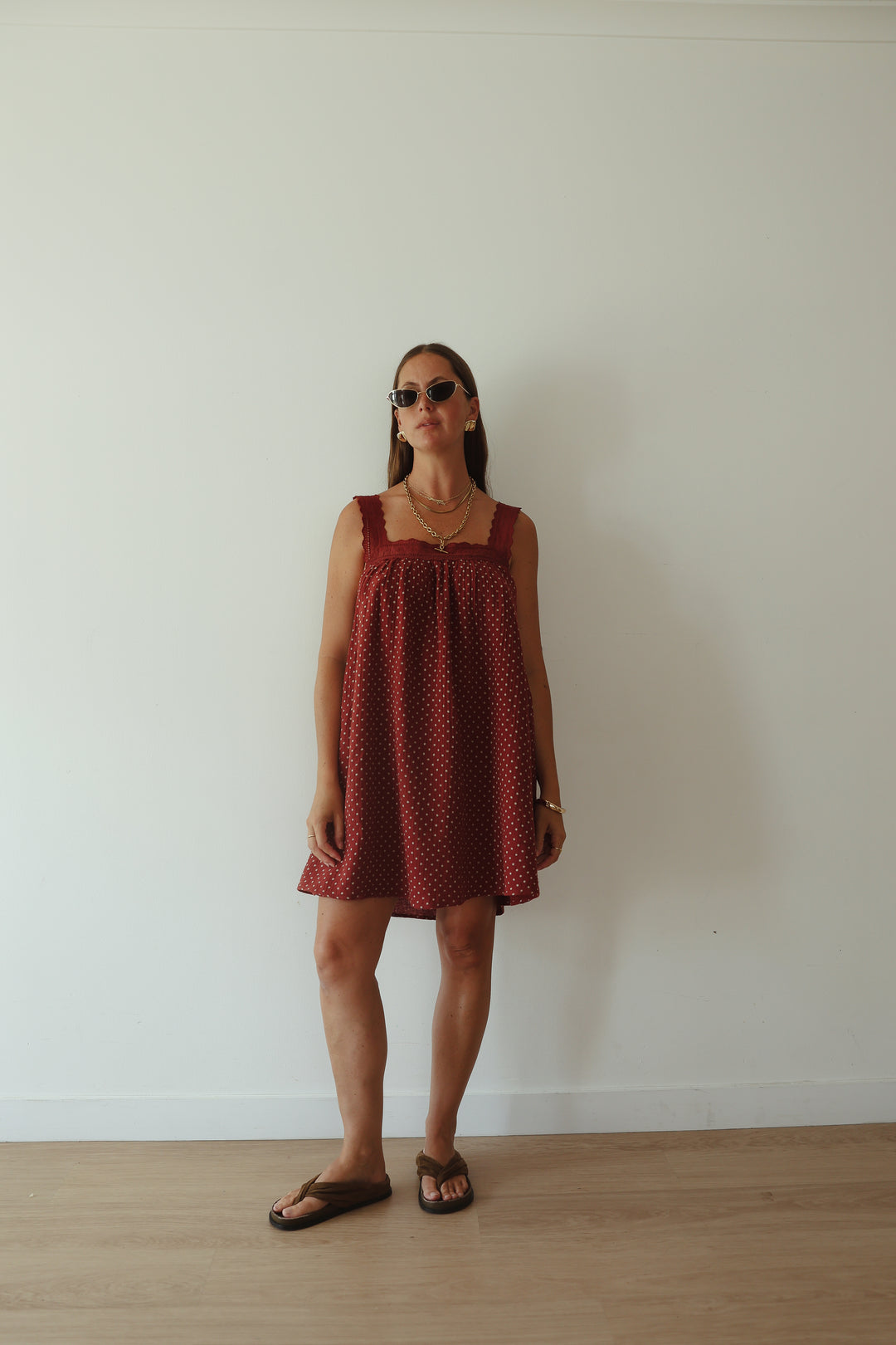 Juno Slip Mini Dress - Choc Polka PRE-SALE