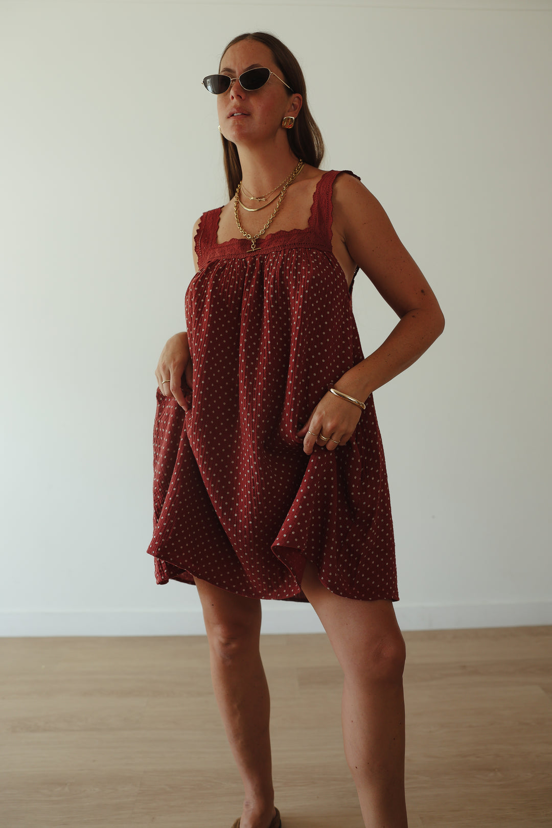 Juno Slip Mini Dress - Choc Polka PRE-SALE