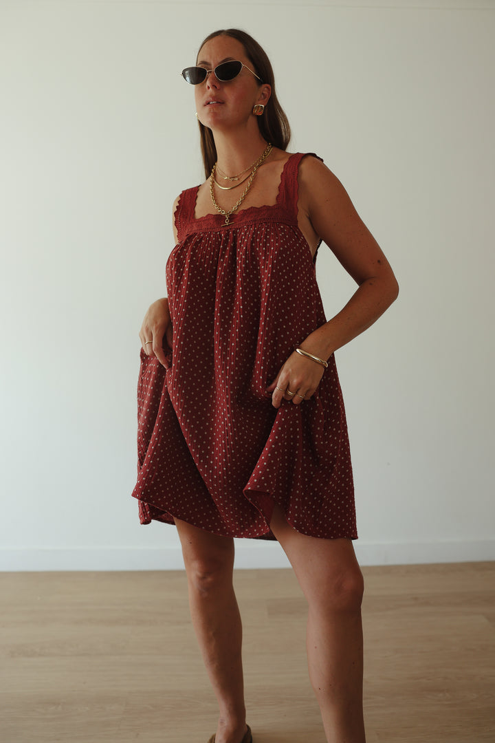 Juno Slip Mini Dress - Choc Polka PRE-SALE