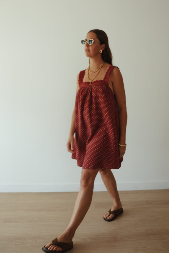 Juno Slip Mini Dress - Choc Polka PRE-SALE