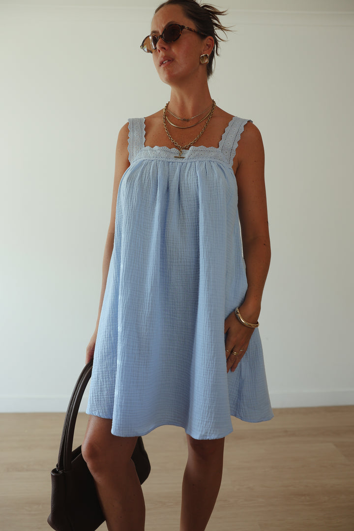 Juno Slip Mini Dress - Baby Blue