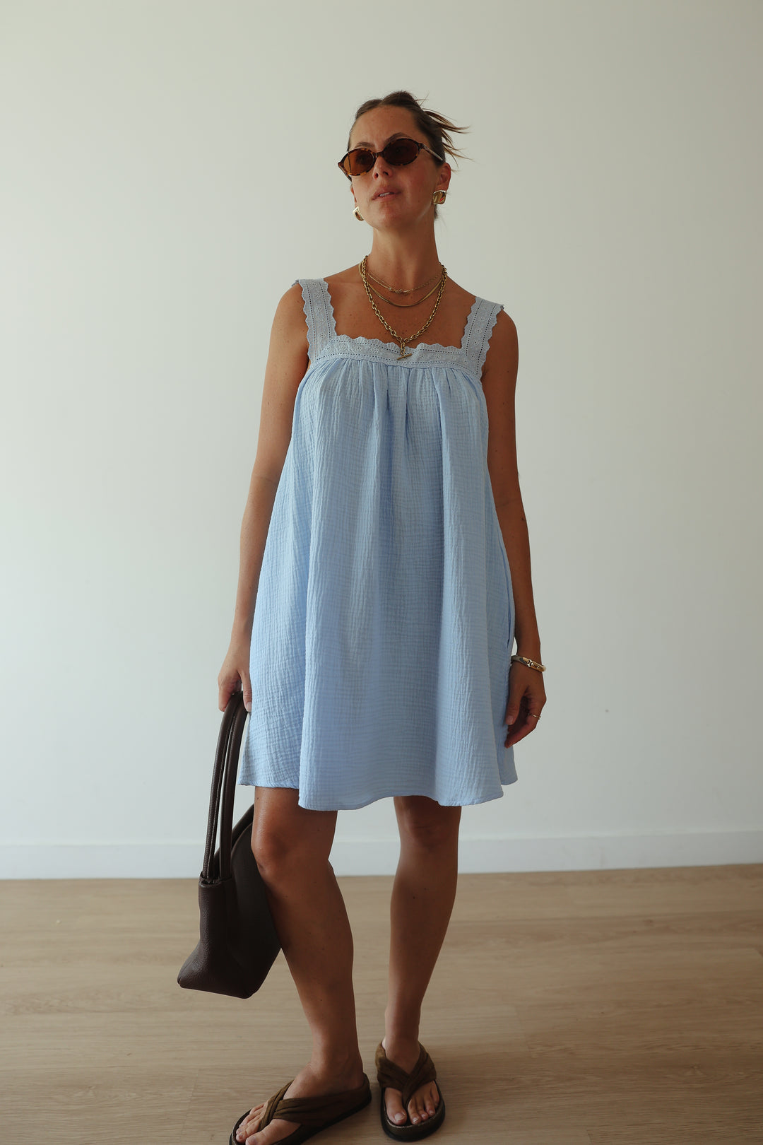 Juno Slip Mini Dress - Baby Blue
