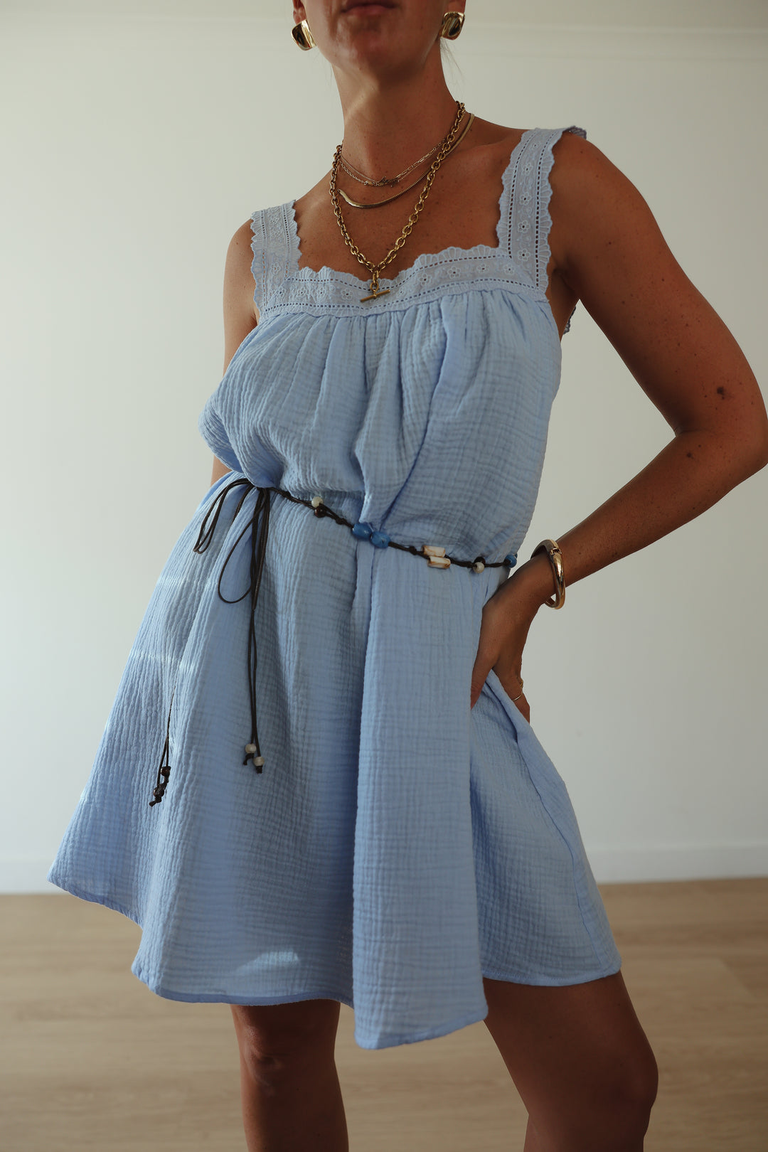 Juno Slip Mini Dress - Baby Blue