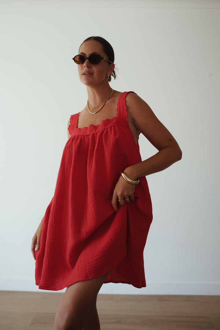 Juno Slip Mini Dress - Red PRE-SALE