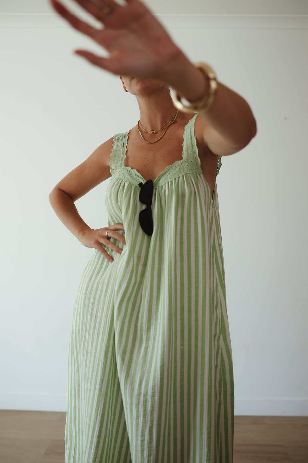 Juno Slip Dress - Green Stripe PRE-SALE