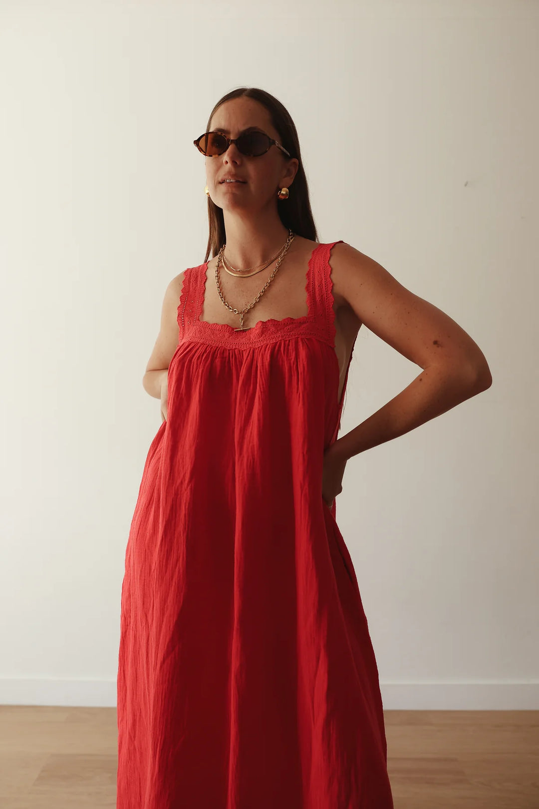 Juno Slip Dress - Red