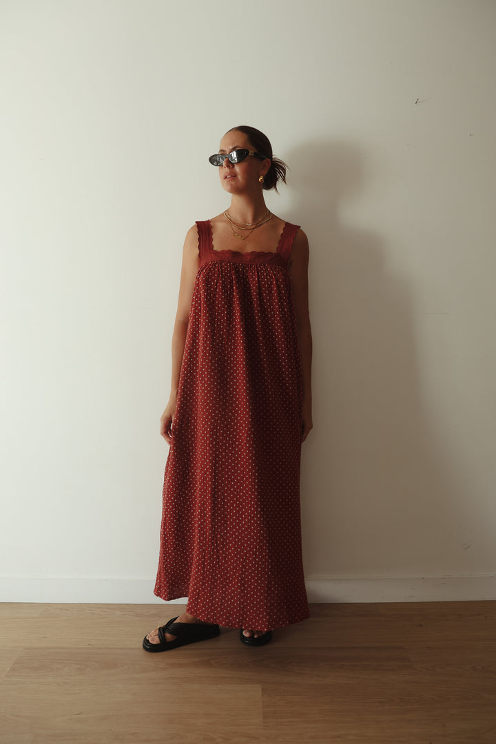 Juno Slip Dress - Choc Polka PRE-SALE