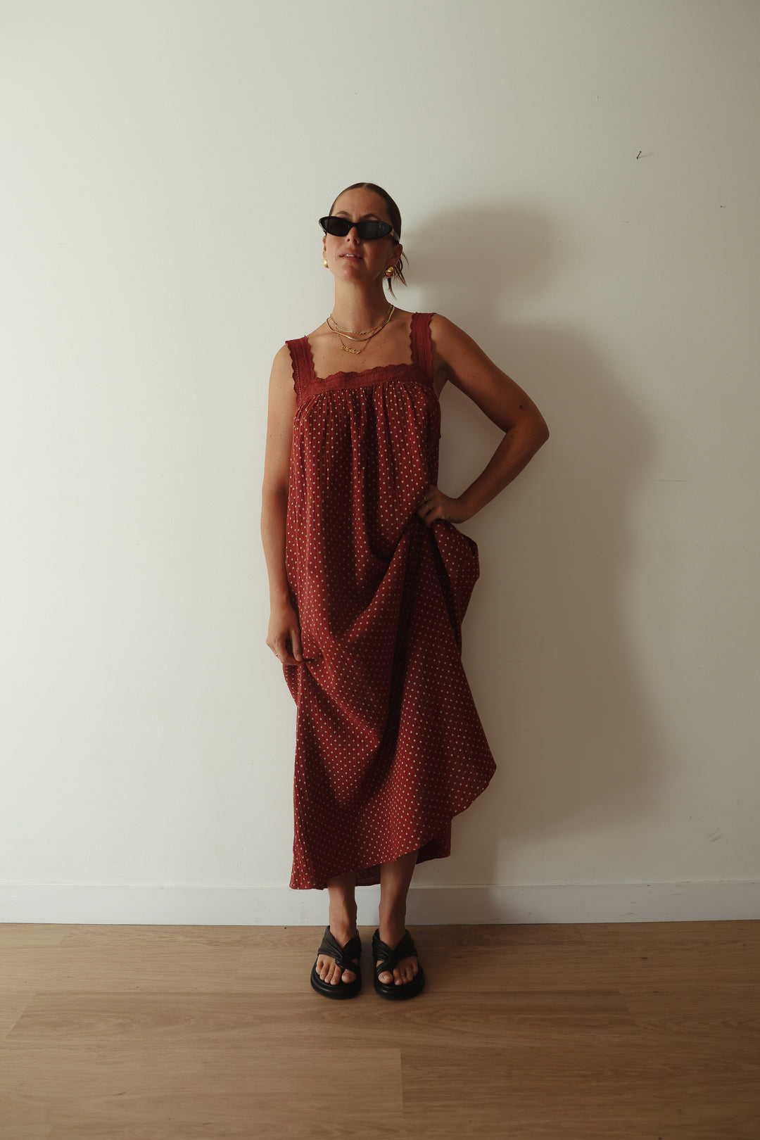 Juno Slip Dress - Choc Polka PRE-SALE