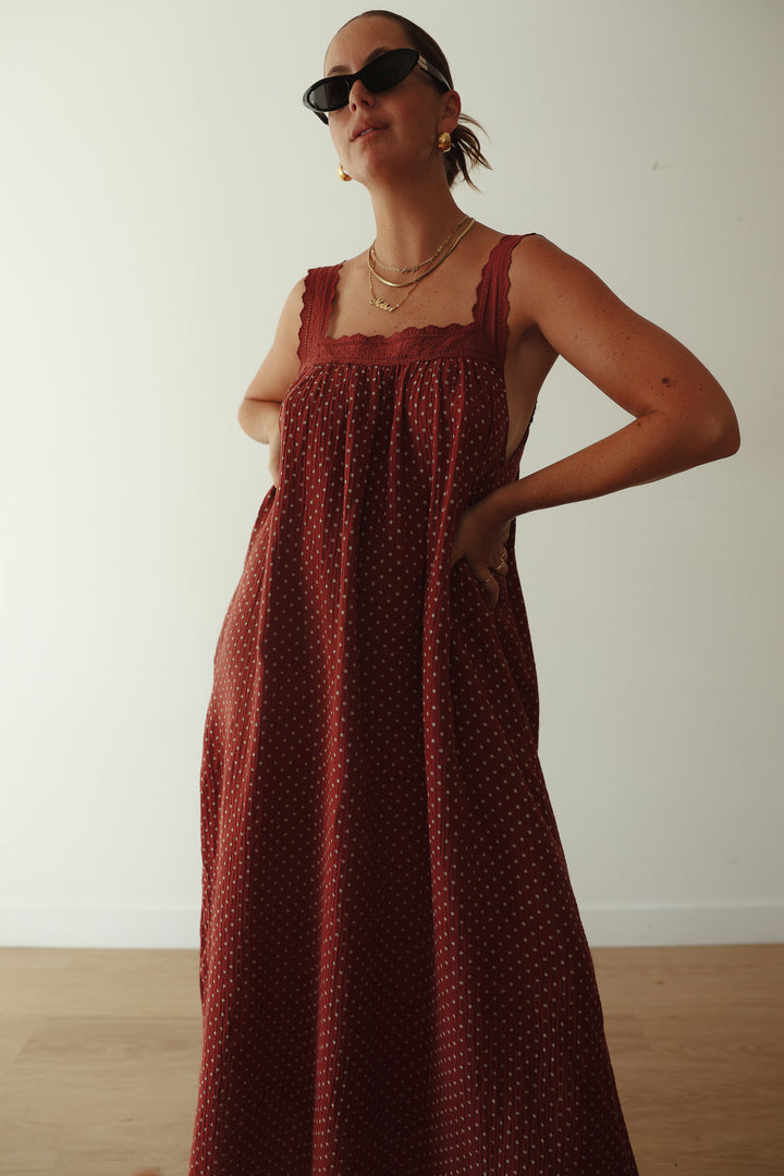 Juno Slip Dress - Choc Polka PRE-SALE