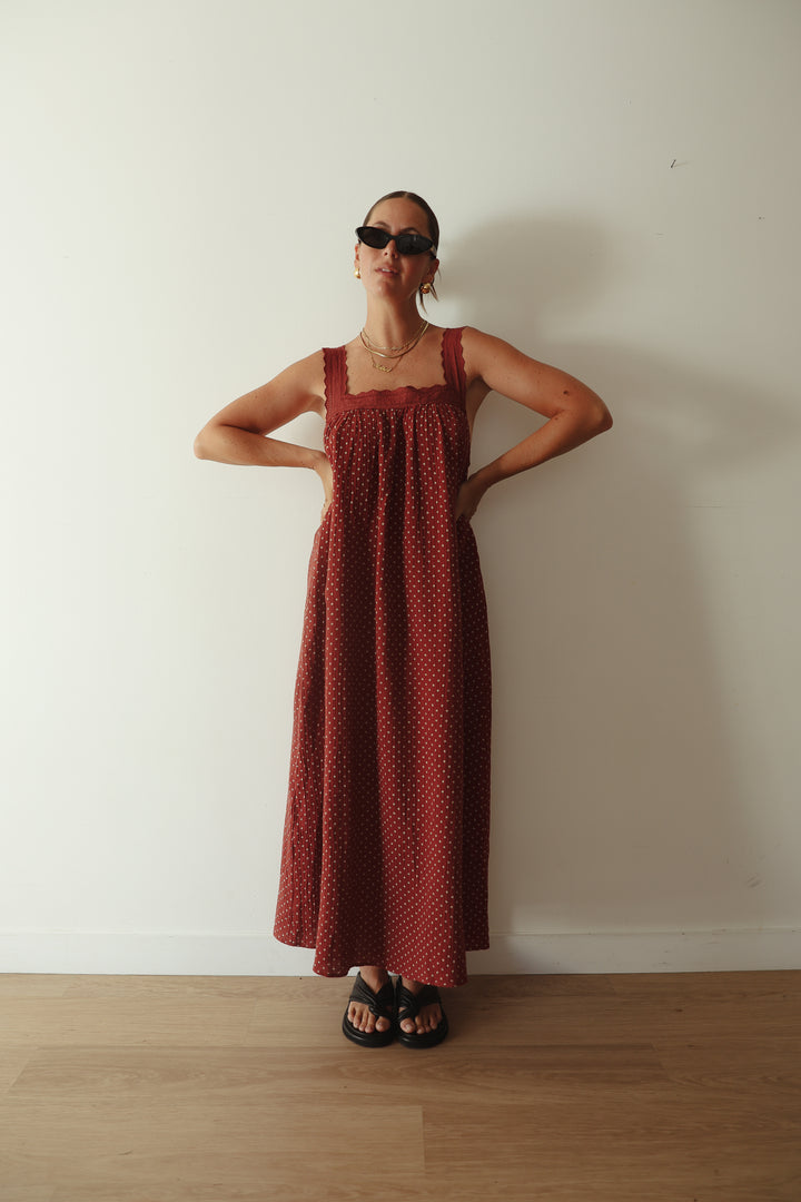 Juno Slip Dress - Choc Polka PRE-SALE