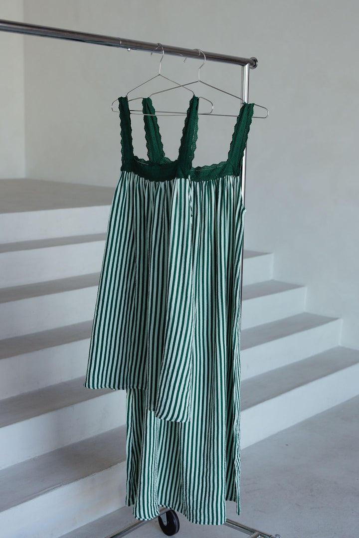 Juno Slip Dress - Emerald Stripe