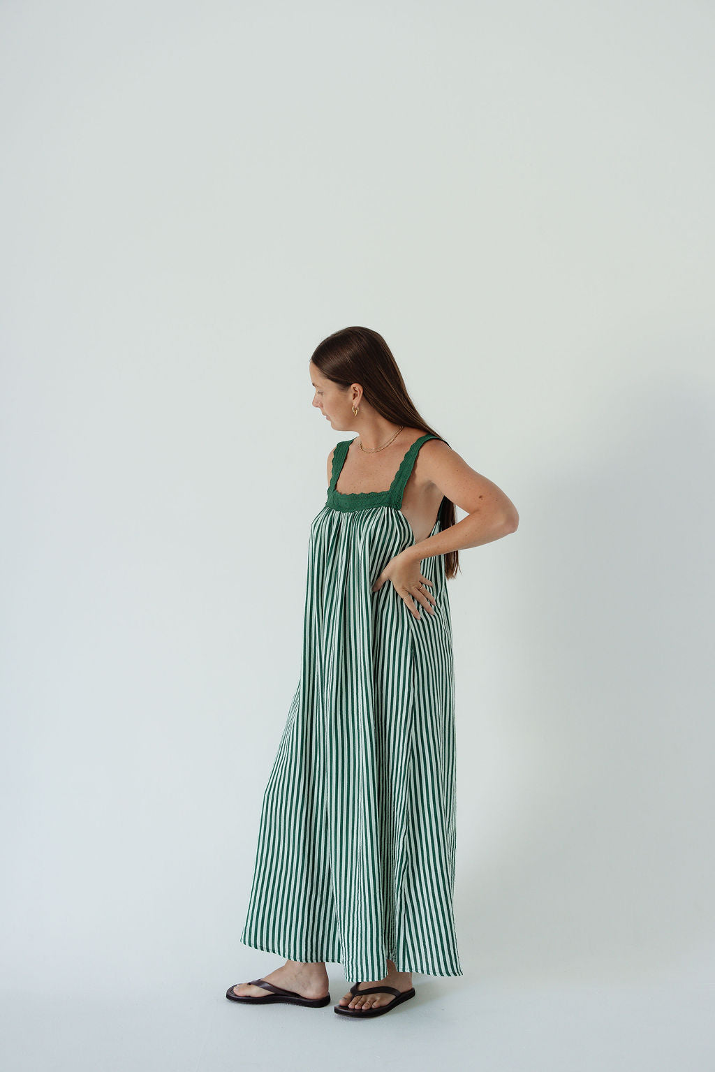 Juno Slip Dress - Emerald Stripe