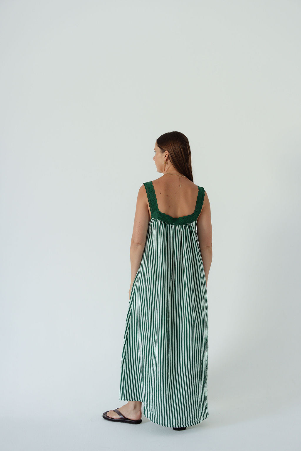 Juno Slip Dress - Emerald Stripe