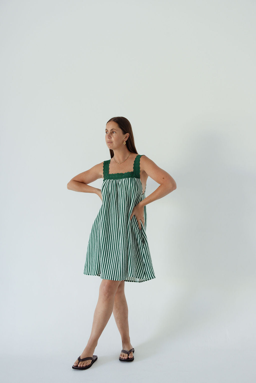 Juno Mini Dress - Emerald Stripe