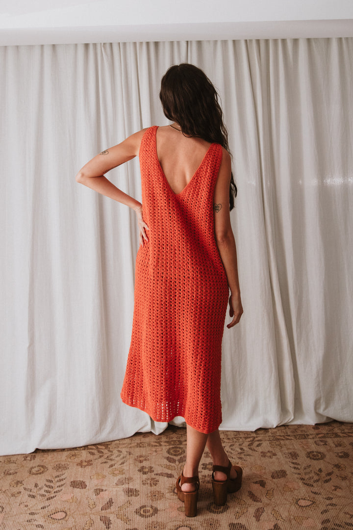 Maggie Crochet Midi Dress - Sunkissed