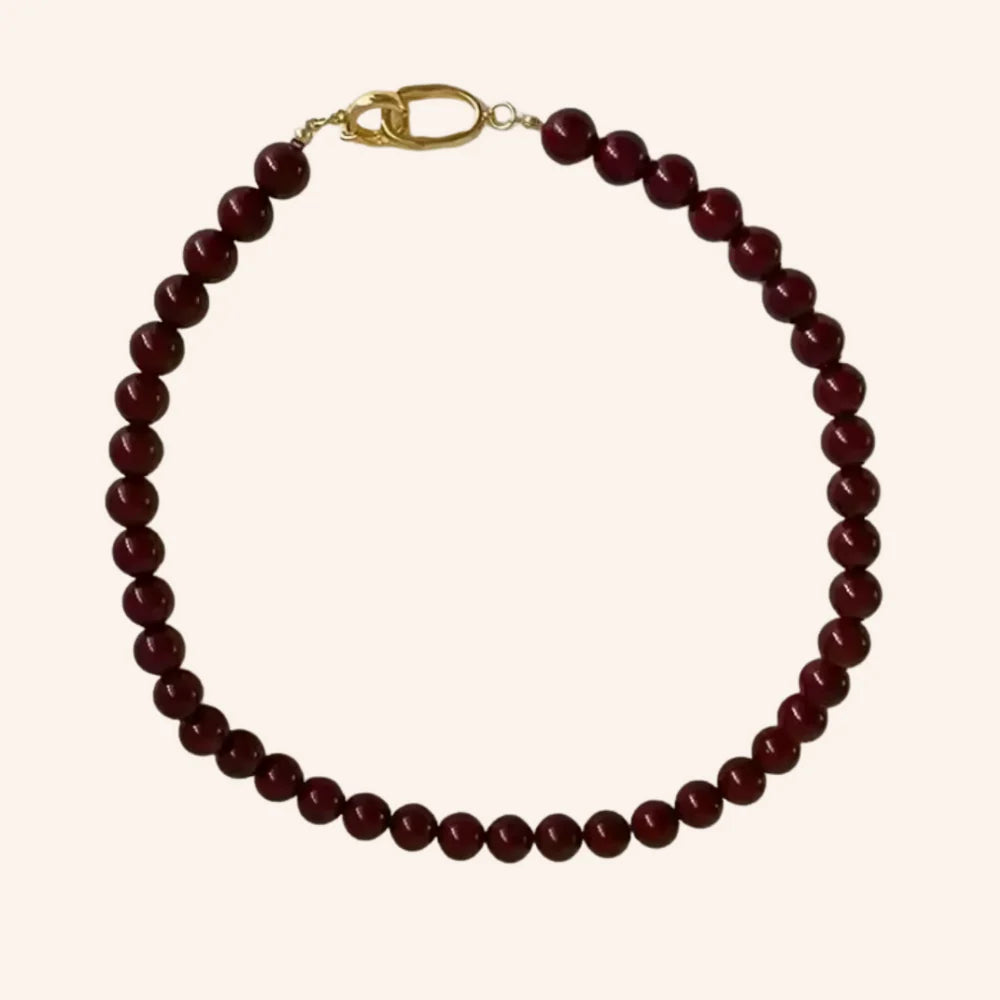 Scarlet Beaded Necklace - Burgundy