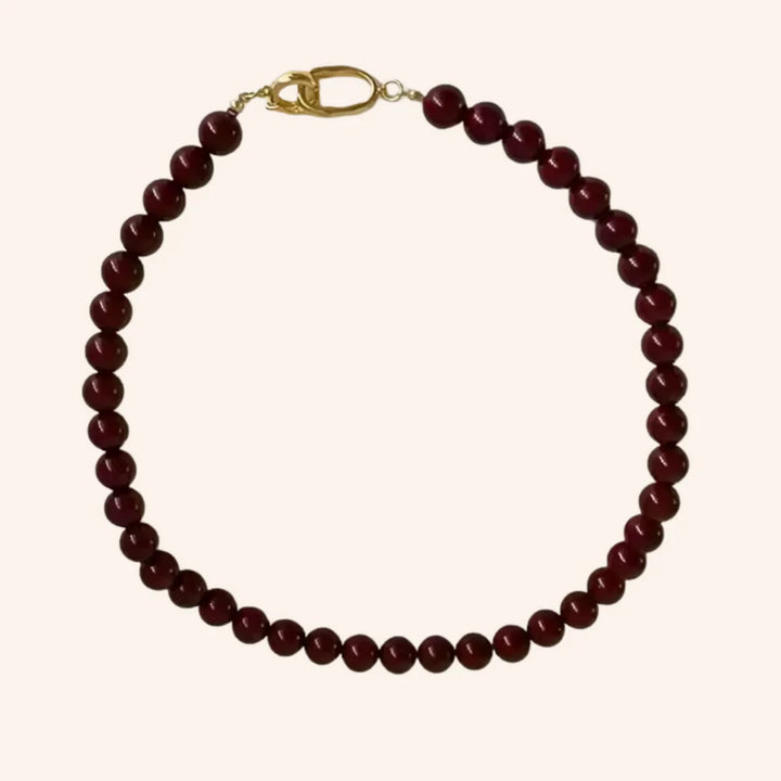 Scarlet Beaded Necklace - Burgundy