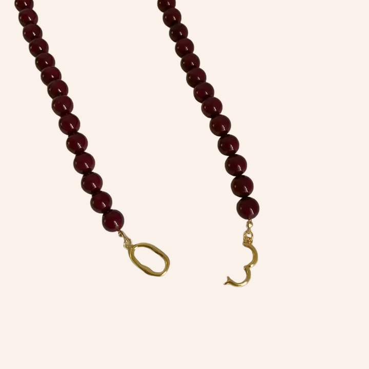 Scarlet Beaded Necklace - Burgundy