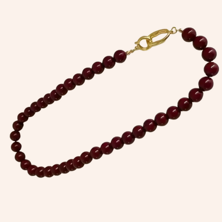 Scarlet Beaded Necklace - Burgundy
