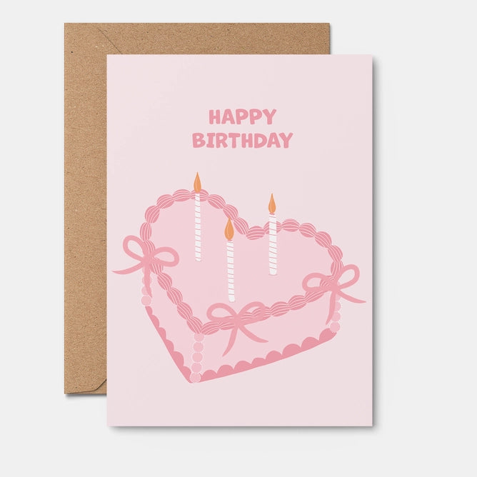 Pink Vintage Cake Birthday Card