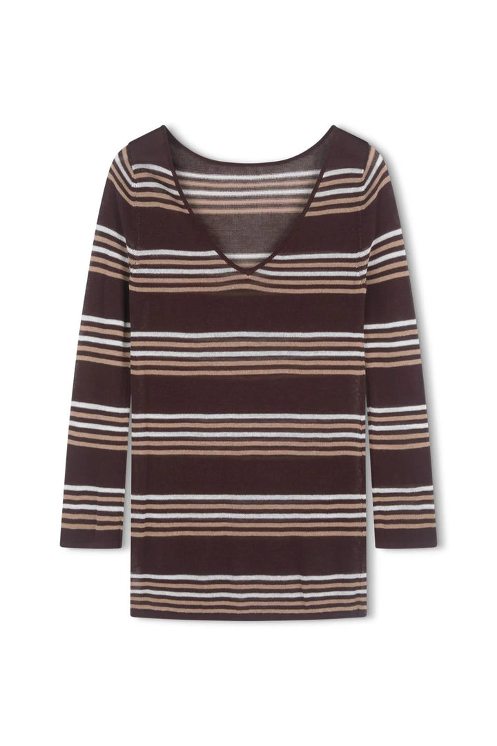 Nia Long Sleeve Mini Dress - Espresso Stripe