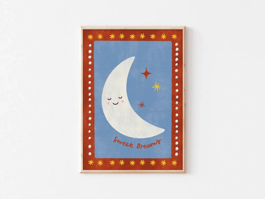 Sweet Dreams Moon Print A3