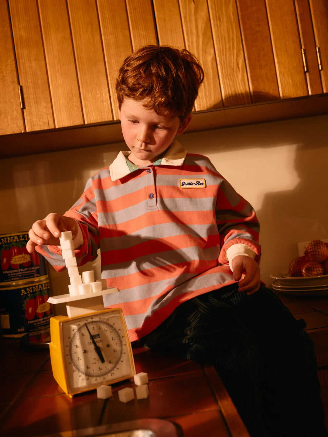 Rugby Stripe Terry Sweat Top - Orange