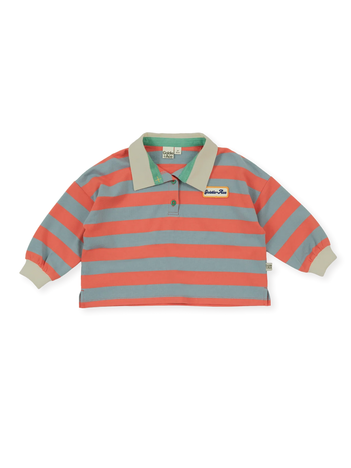 Rugby Stripe Terry Sweat Top - Orange