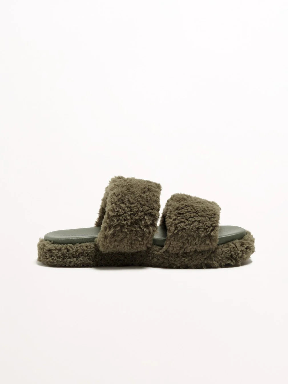 Willow - Olive fluffy slipper hommey