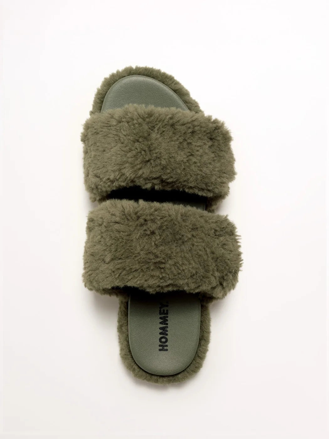 Willow - Olive fluffy slipper hommey