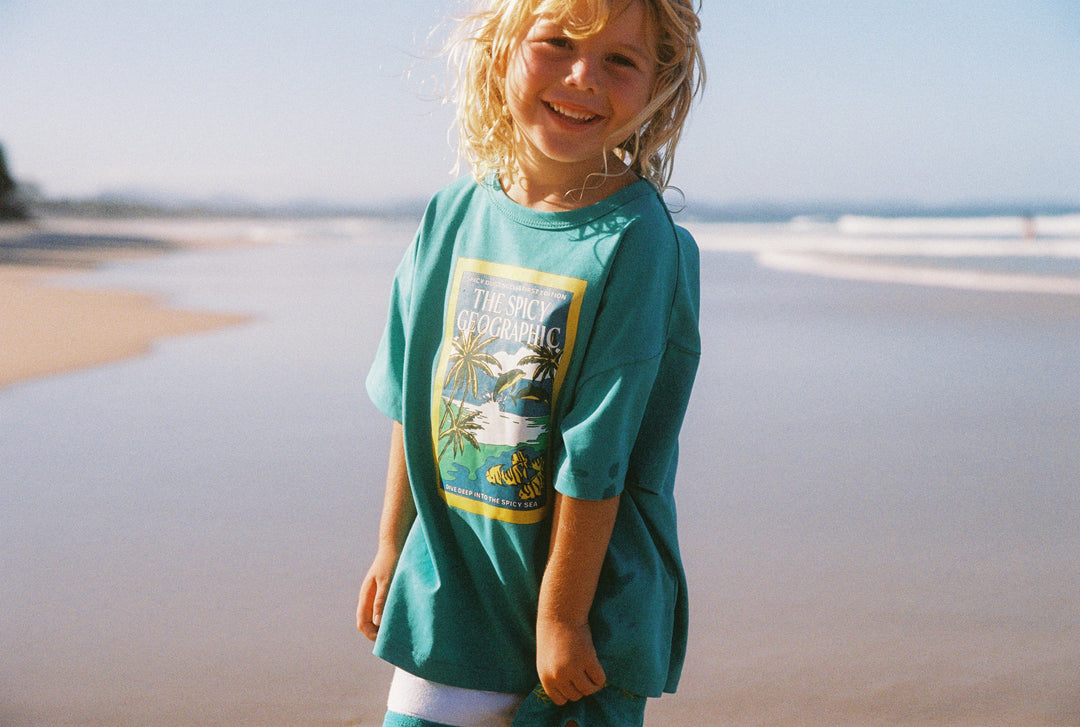 Kids Spicy Geo Tee - Aqua