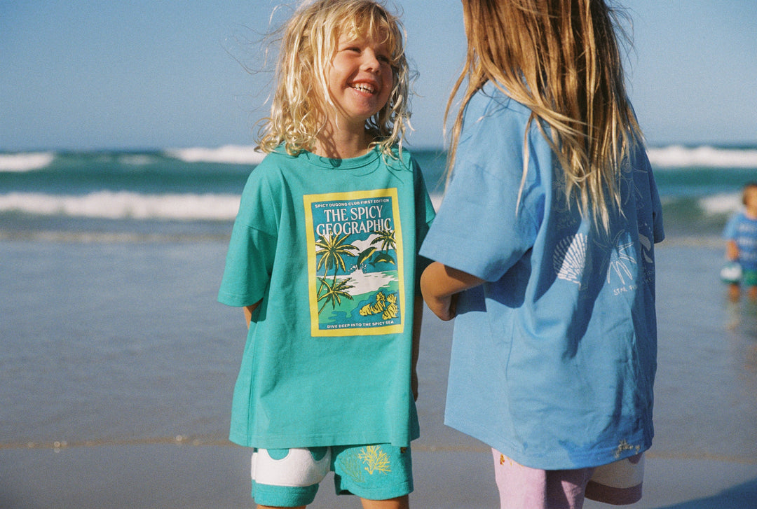 Kids Spicy Geo Tee - Aqua