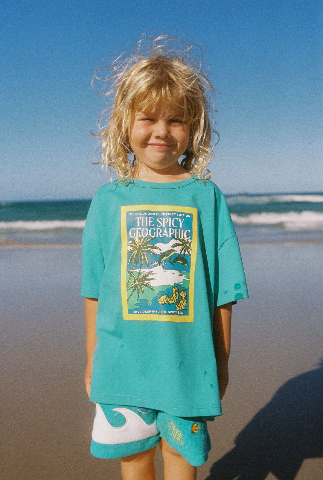 Kids Spicy Geo Tee - Aqua