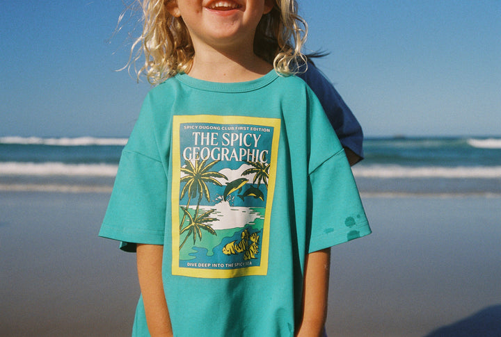 Kids Spicy Geo Tee - Aqua